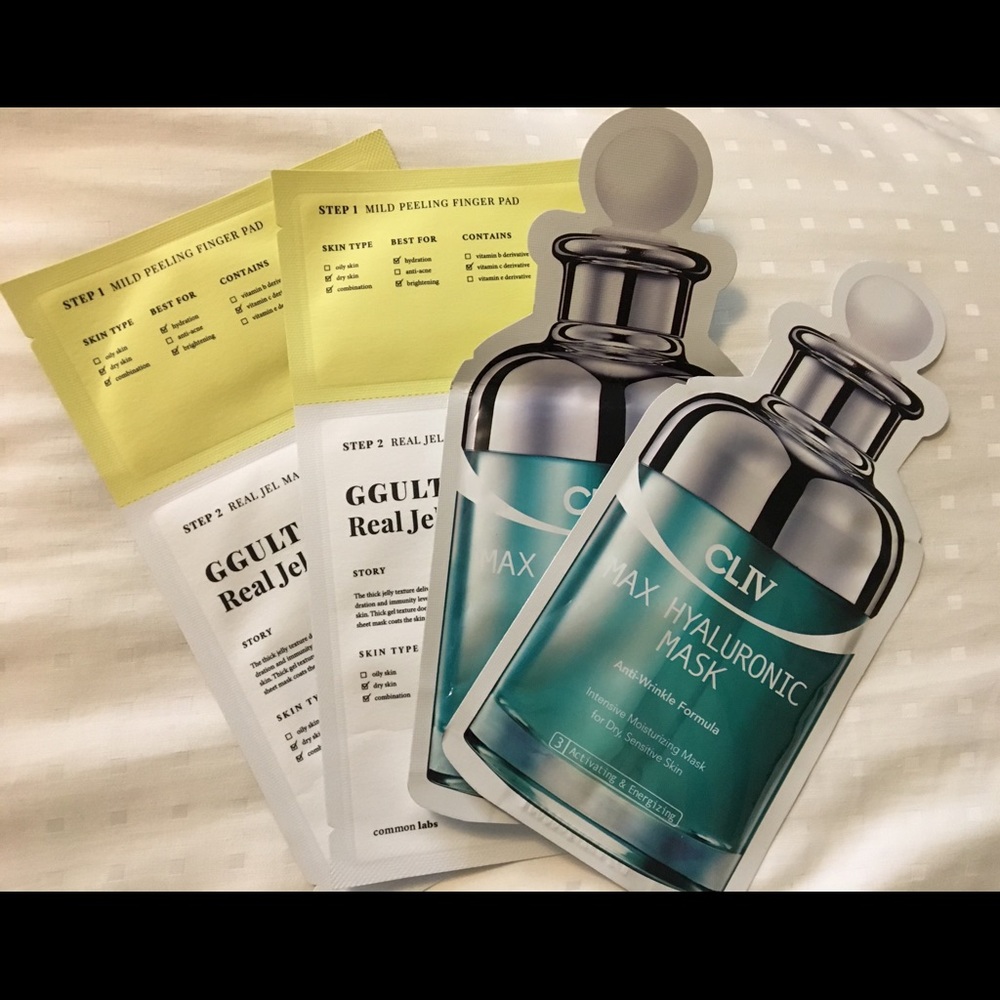 4 Sheet masks (Glutamin C & Hyaluronic face masks)